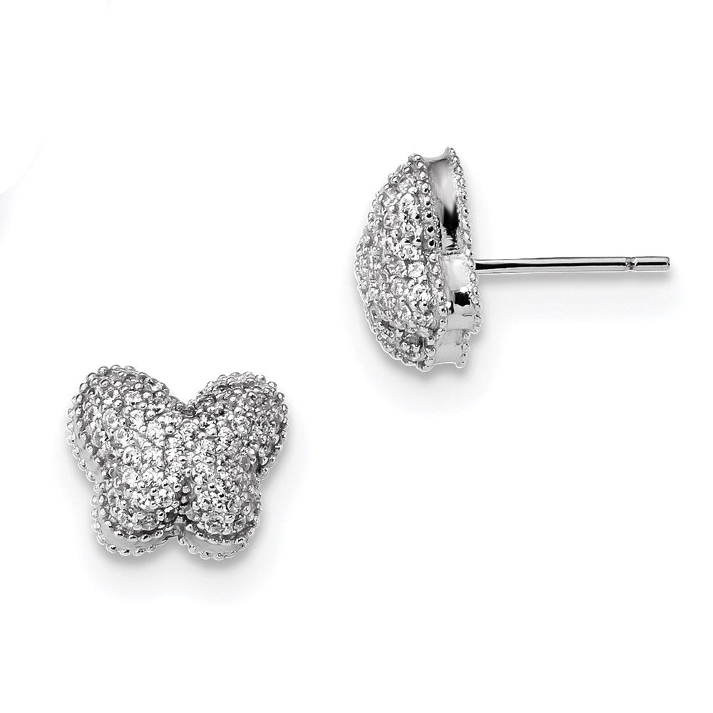 Sterlingsilber Rhodiniert Zirkonia Schmetterling Ohrstecker