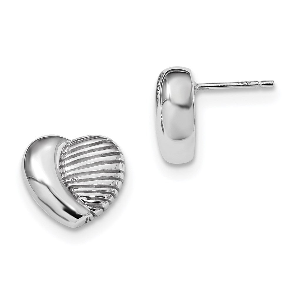 Sterlingsilber Rhodiniert Herz Ohrstecker