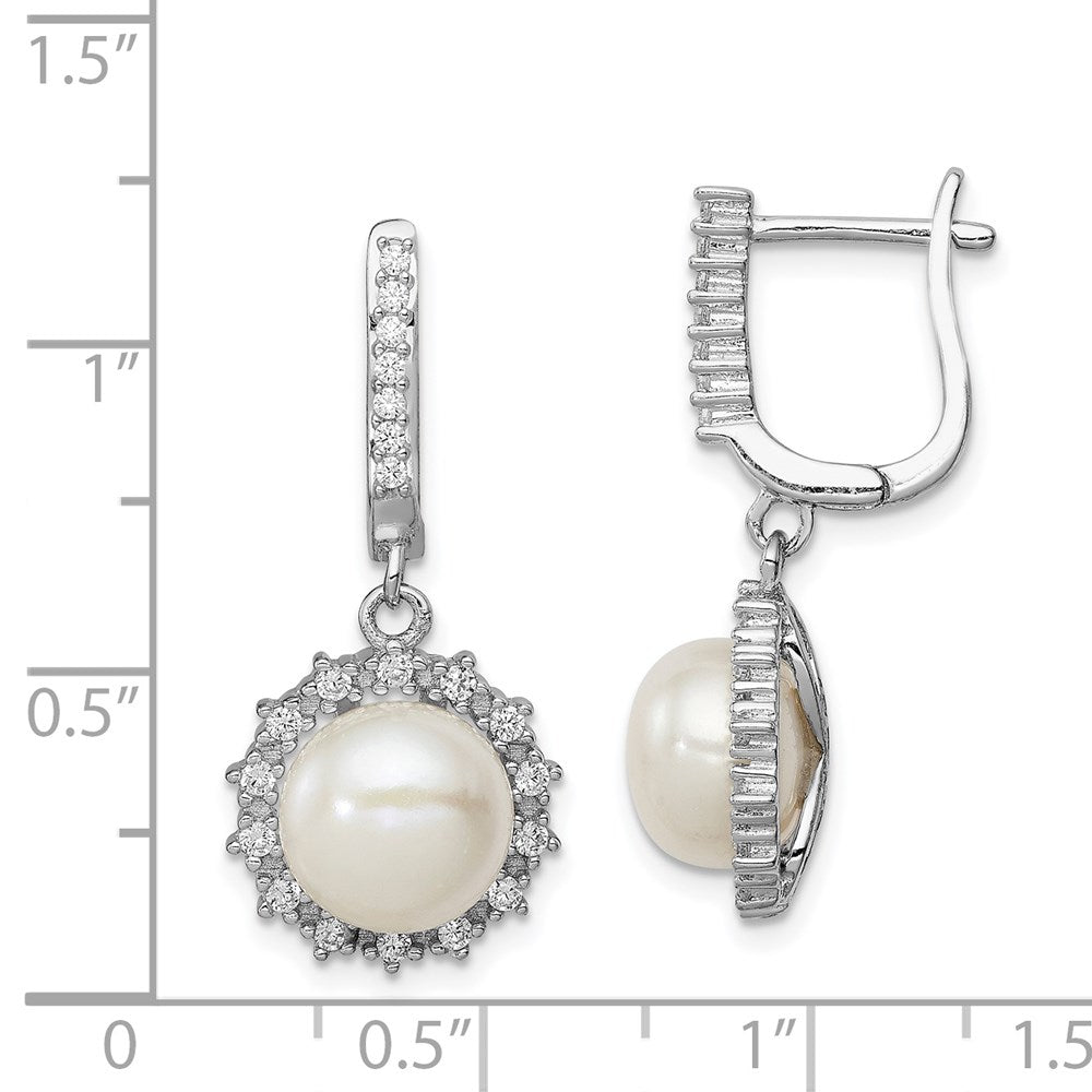 Sterlingsilber Rhodiniert 8-9mm Knopf Fwc Perle Creole Ohrhänger