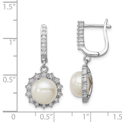 Sterlingsilber Rhodiniert 8-9mm Knopf Fwc Perle Creole Ohrhänger