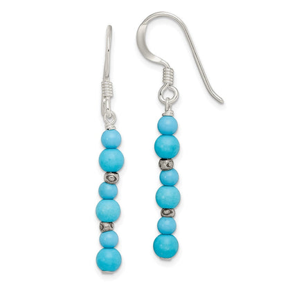 Sterlingsilber Poliert Dyed Howlite & Recon. Magnesite Ohrhänger