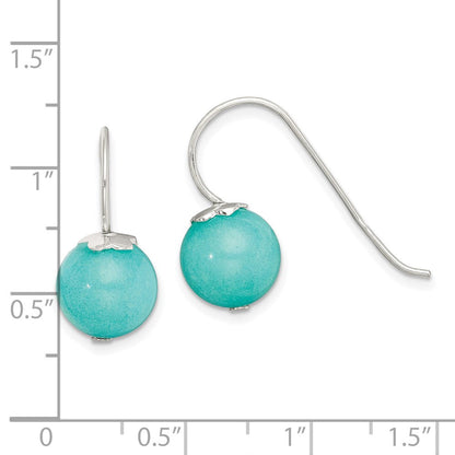 Sterlingsilber Poliert 10mm Rund Blau Quarz Ohrhänger