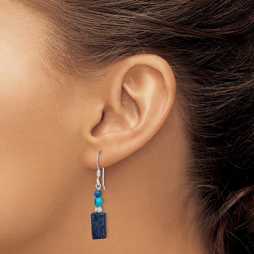 Sterlingsilber Kristall/lapis/blue Quarz/recon. Magnesite Ohrhänger