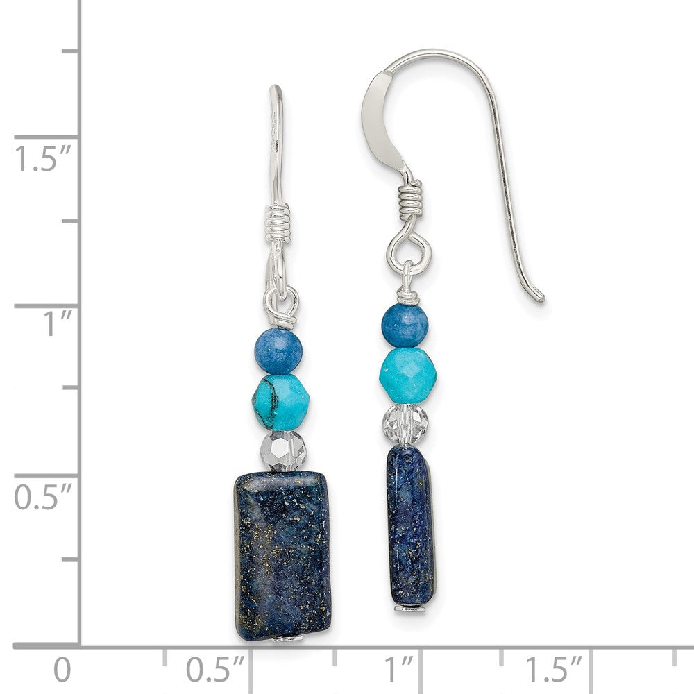Sterlingsilber Kristall/lapis/blue Quarz/recon. Magnesite Ohrhänger