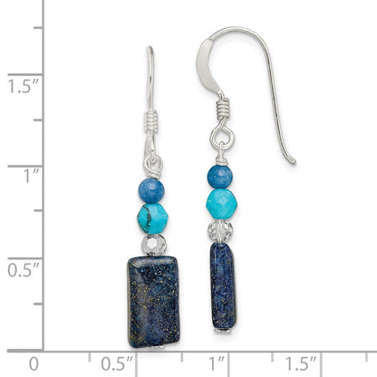 Sterlingsilber Kristall/lapis/blue Quarz/recon. Magnesite Ohrhänger