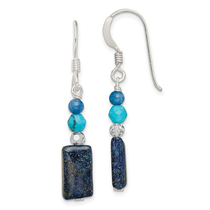 Sterlingsilber Kristall/lapis/blue Quarz/recon. Magnesite Ohrhänger