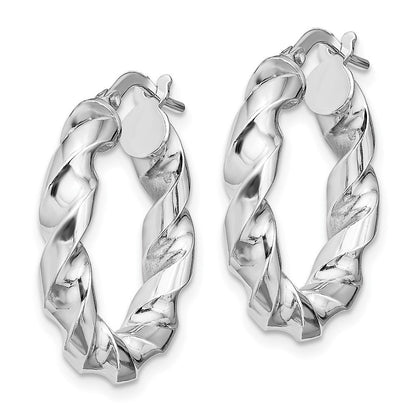 Sterlingsilber Rhodiniert 4x14mmtwisted Creolen