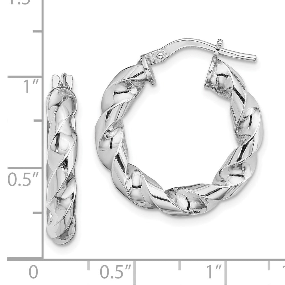 Sterlingsilber Rhodiniert 4x14mmtwisted Creolen