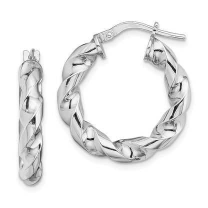 Sterlingsilber Rhodiniert 4x14mmtwisted Creolen
