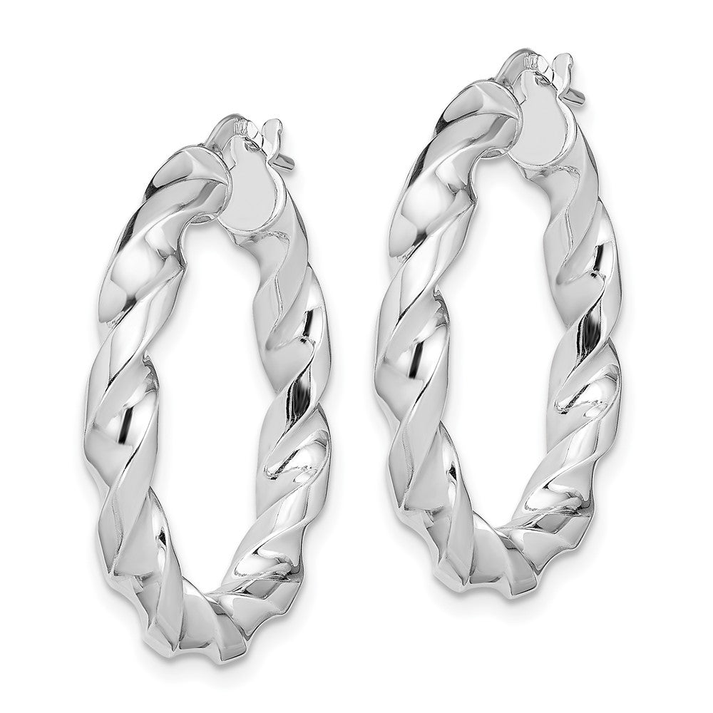Sterlingsilber Rhodiniert 4x20mmtwisted Creolen