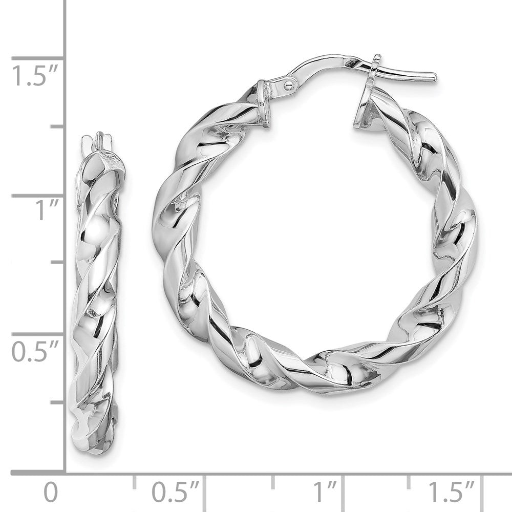 Sterlingsilber Rhodiniert 4x20mmtwisted Creolen