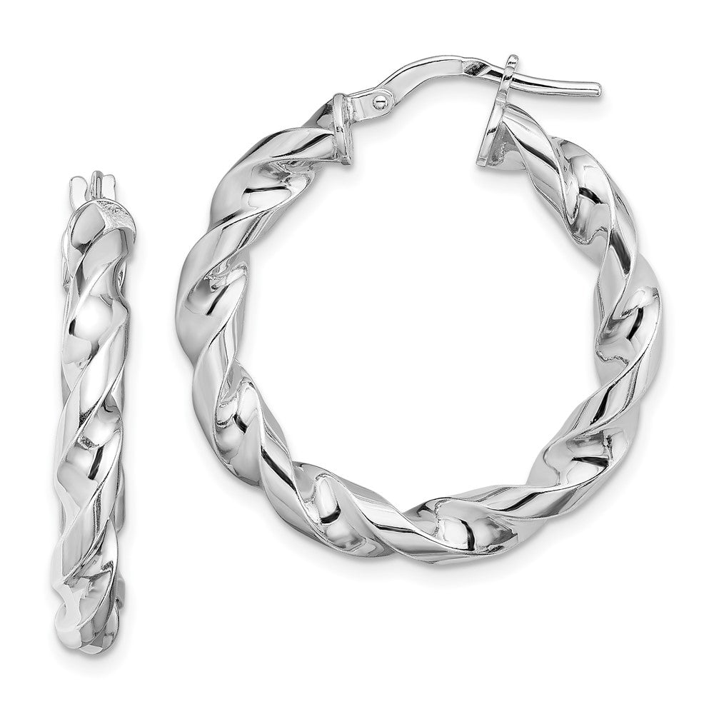 Sterlingsilber Rhodiniert 4x20mmtwisted Creolen