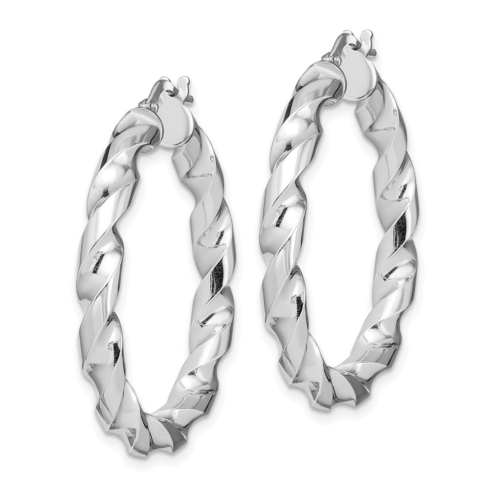 Sterlingsilber Rhodiniert 4x25mmtwisted Creolen
