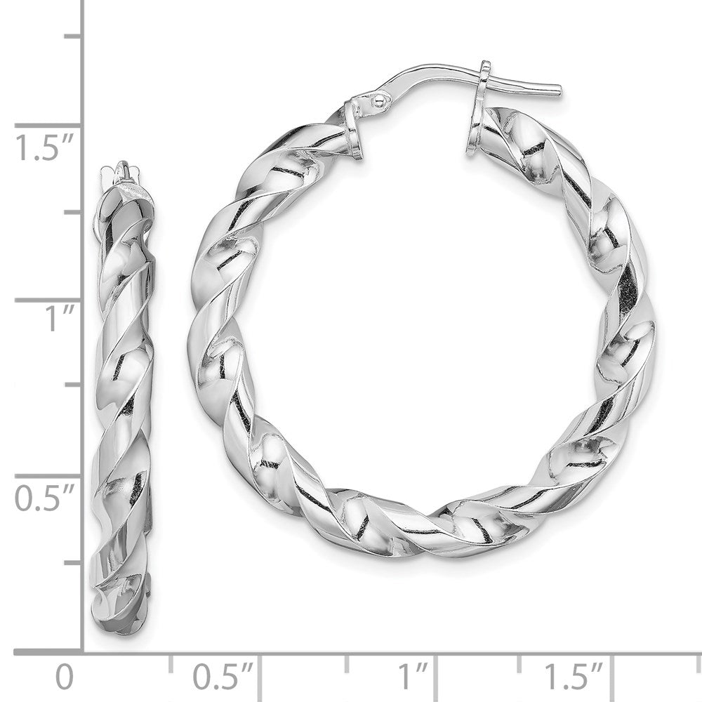 Sterlingsilber Rhodiniert 4x25mmtwisted Creolen