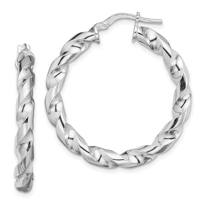 Sterlingsilber Rhodiniert 4x25mmtwisted Creolen