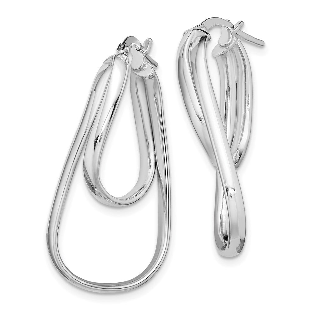 Sterlingsilber Rhodiniert Gedreht Doppelt Oval Creolen
