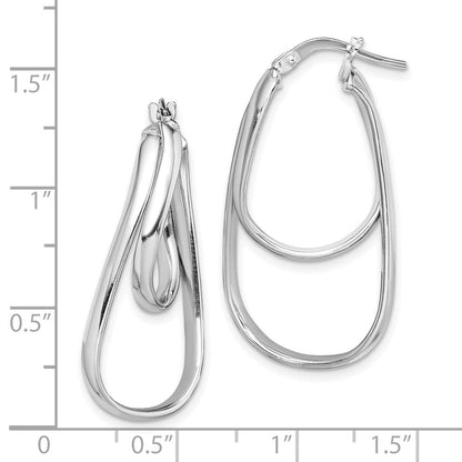 Sterlingsilber Rhodiniert Gedreht Doppelt Oval Creolen