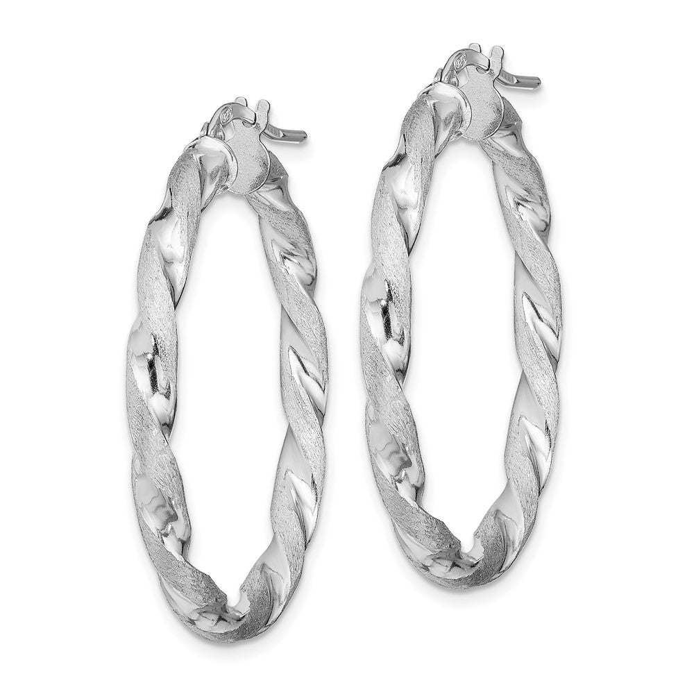 Sterlingsilber Rhodiniert Satiniert Poliert Gedreht 3x35mm Creolen