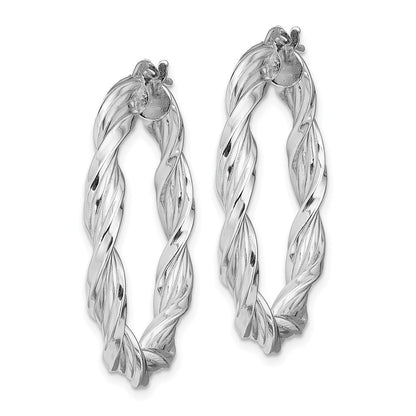 Sterlingsilber Rhodiniert 4mm Gedreht Creolen