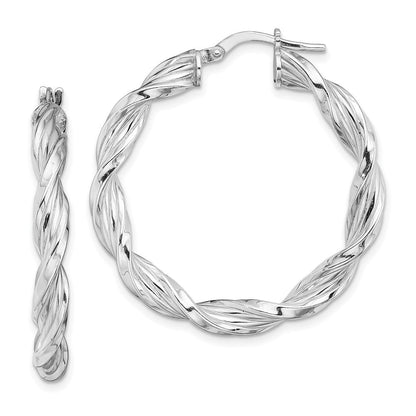 Sterlingsilber Rhodiniert 4mm Gedreht Creolen