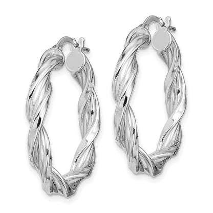 Sterlingsilber Rhodiniert 4mm Gedreht Creolen