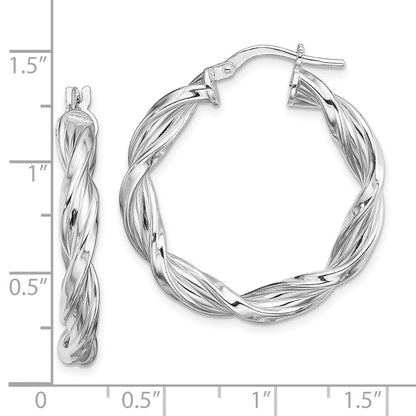 Sterlingsilber Rhodiniert 4mm Gedreht Creolen