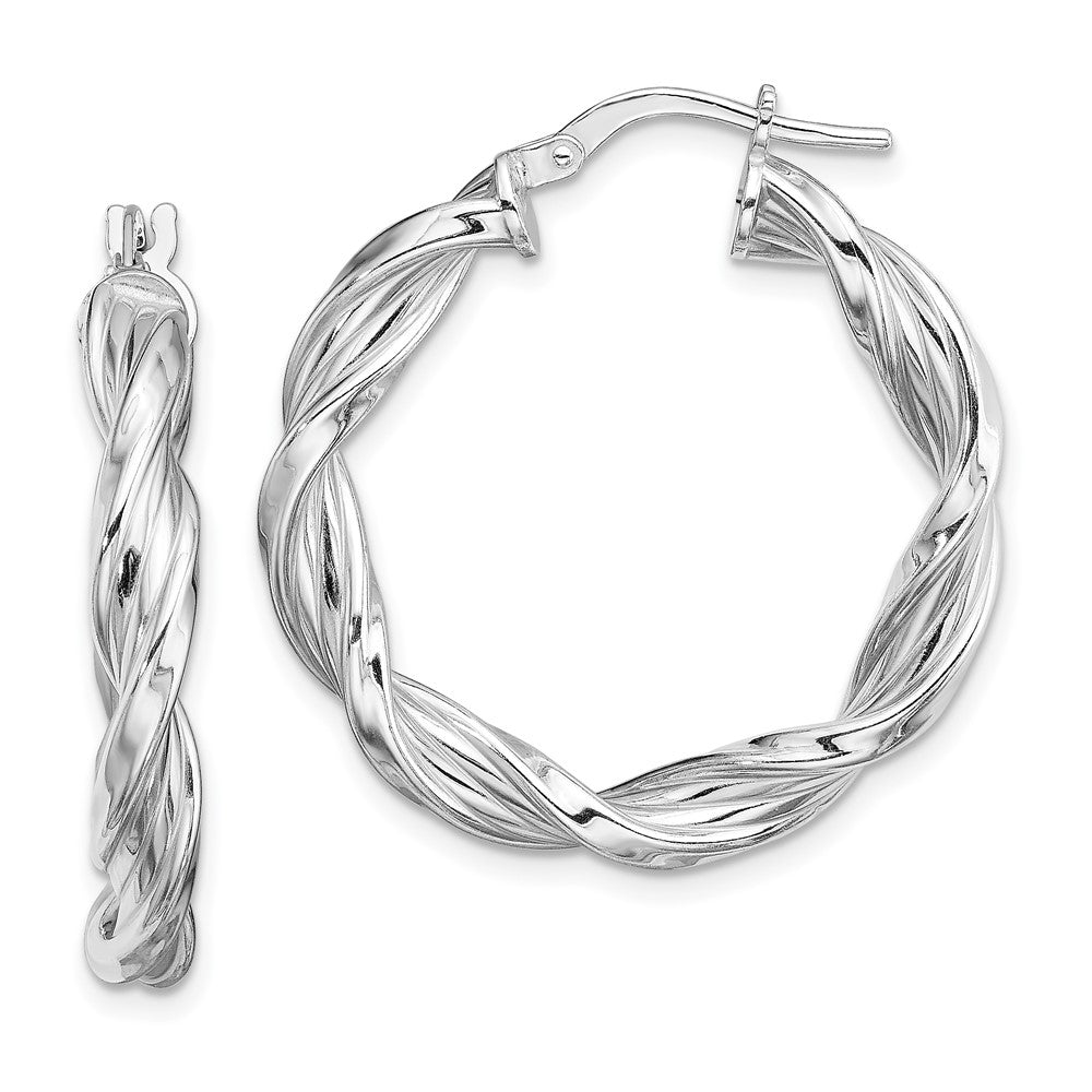 Sterlingsilber Rhodiniert 4mm Gedreht Creolen