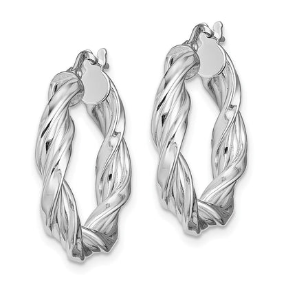 Sterlingsilber Rhodiniert 4mm Gedreht Creolen