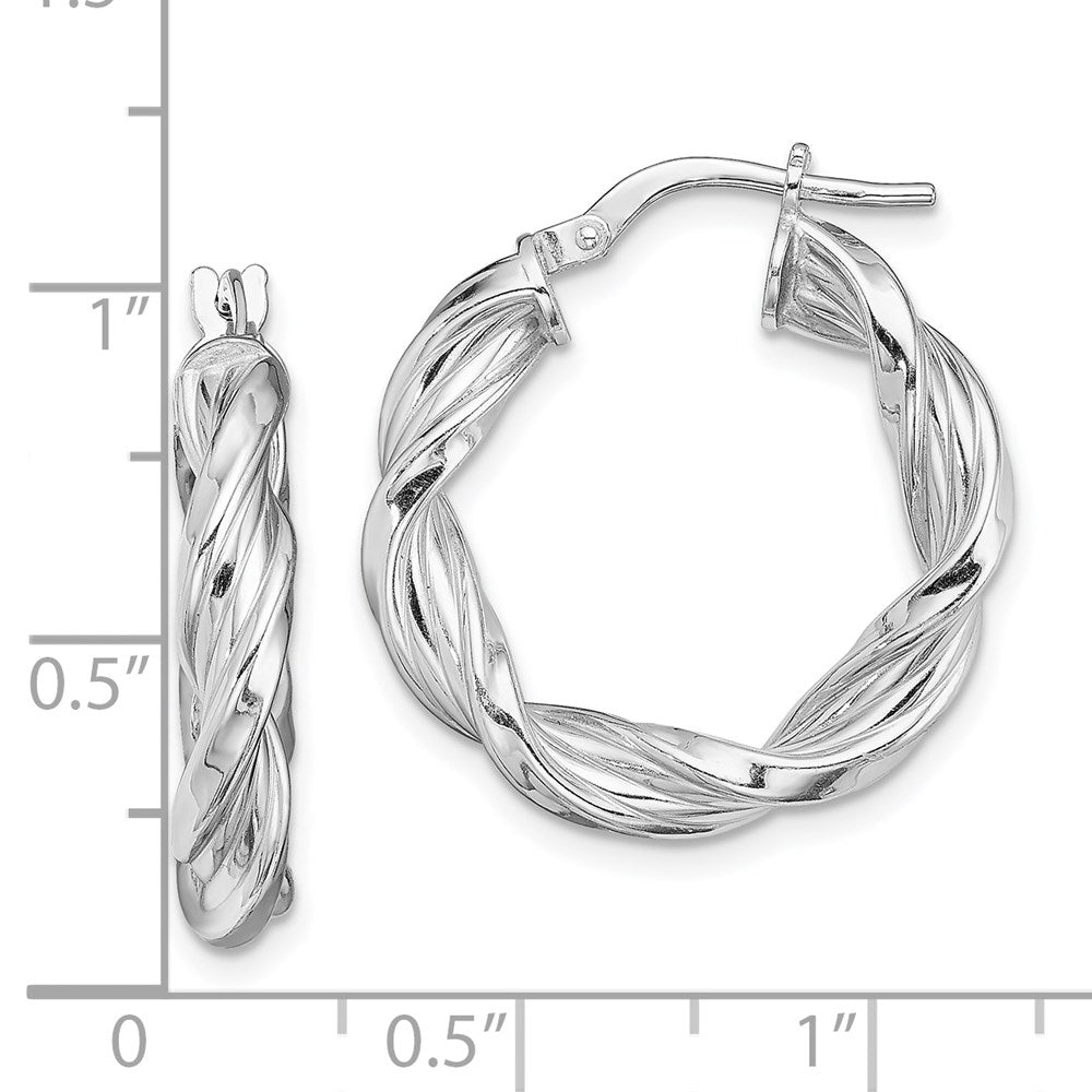 Sterlingsilber Rhodiniert 4mm Gedreht Creolen