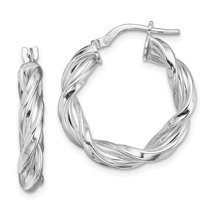 Sterlingsilber Rhodiniert 4mm Gedreht Creolen
