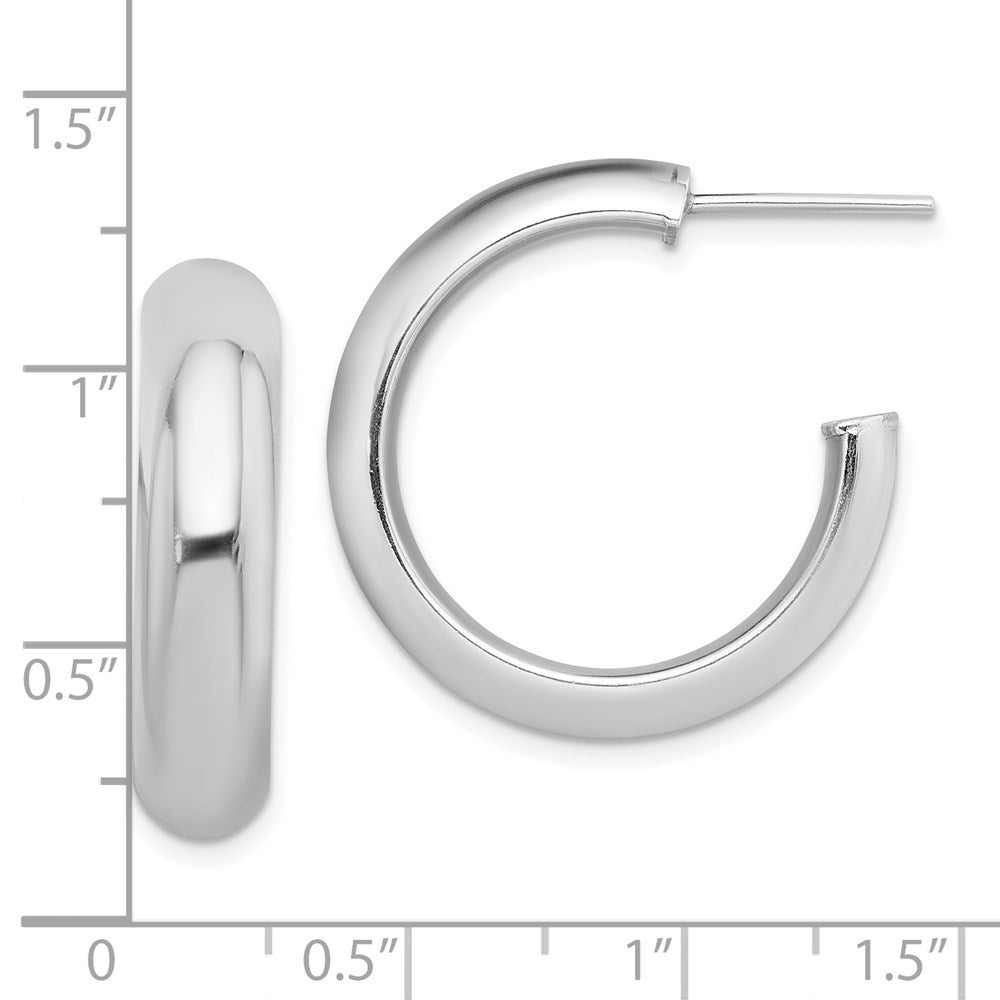 Sterlingsilber Rhodiniert Poliert 6mm Stecker Creolen