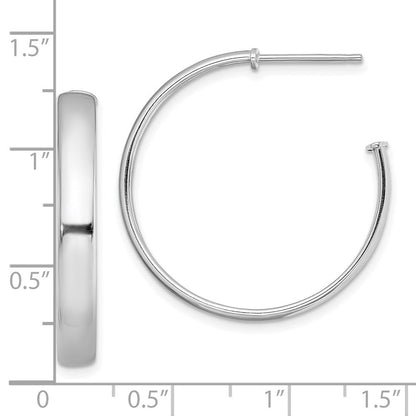 Sterlingsilber Rhodiniert Poliert 3.8mm Stecker Creolen