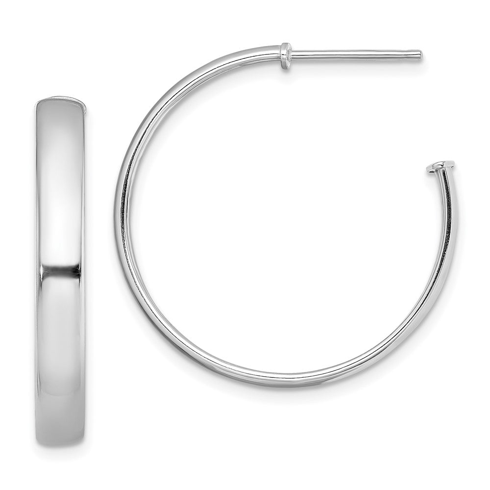 Sterlingsilber Rhodiniert Poliert 3.8mm Stecker Creolen