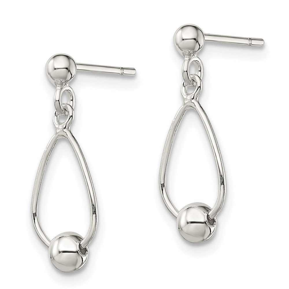 Sterlingsilber Poliert Tropfen mit Perle Stecker Ohrhänger
