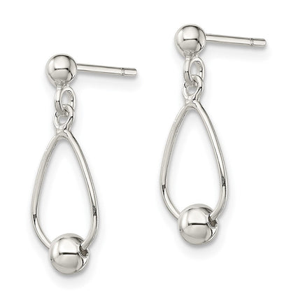 Sterlingsilber Poliert Tropfen mit Perle Stecker Ohrhänger