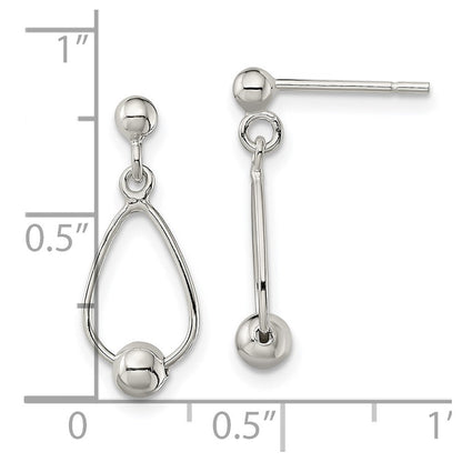Sterlingsilber Poliert Tropfen mit Perle Stecker Ohrhänger