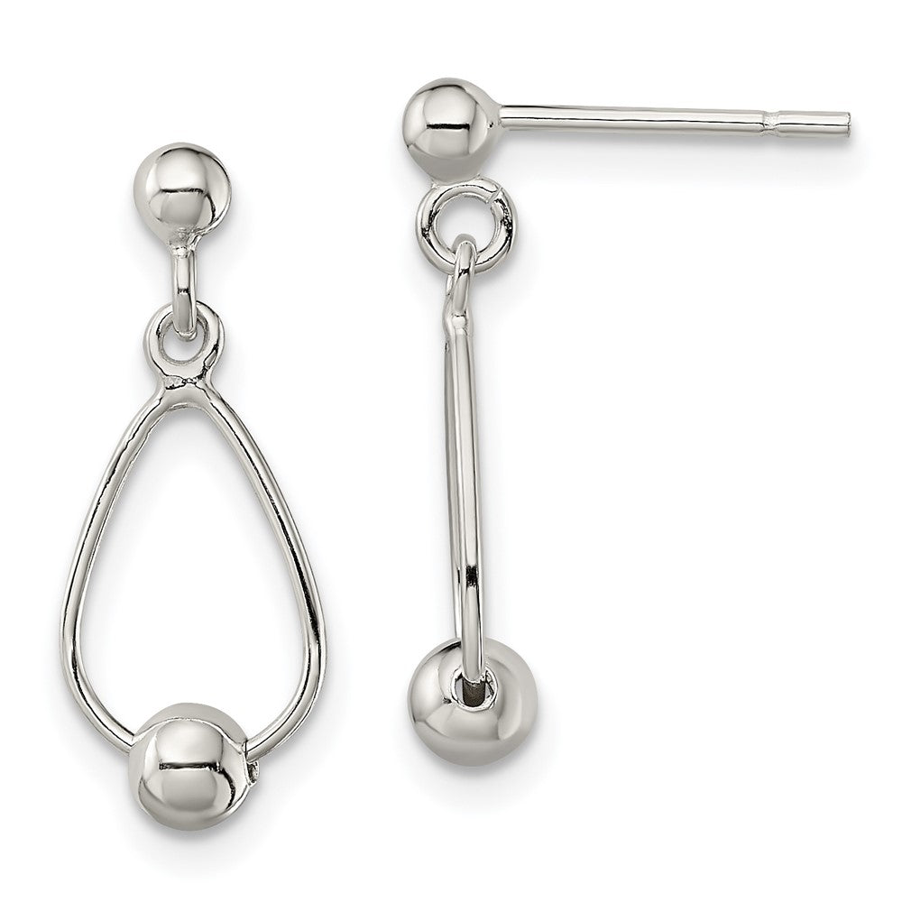 Sterlingsilber Poliert Tropfen mit Perle Stecker Ohrhänger