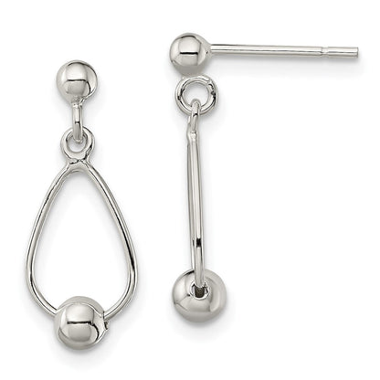 Sterlingsilber Poliert Tropfen mit Perle Stecker Ohrhänger