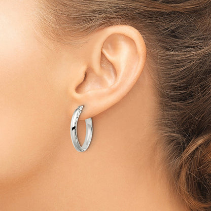 Sterlingsilber Poliert Diamantiert Kante 4.25mm Oval Creolen