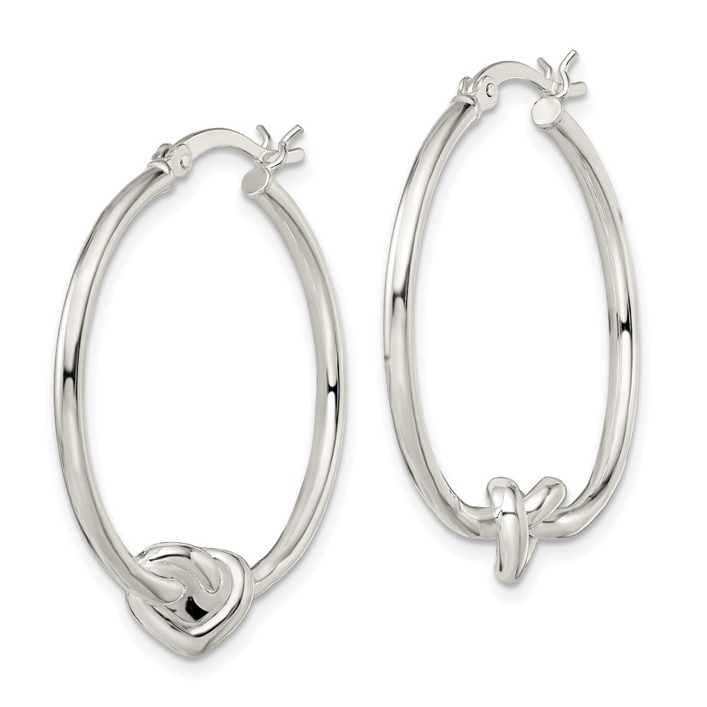 Sterlingsilber Poliert Herz Knoten Rund Creolen