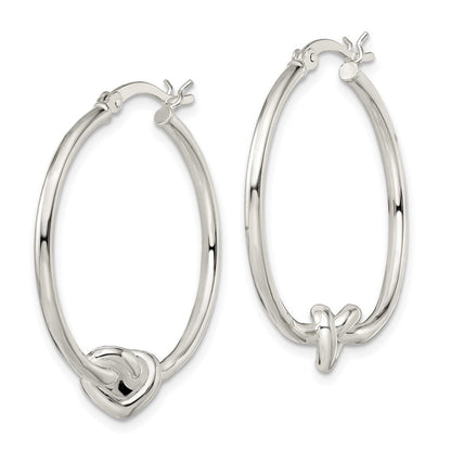 Sterlingsilber Poliert Herz Knoten Rund Creolen