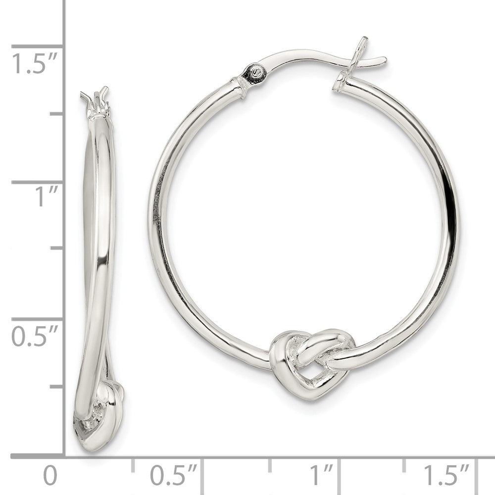 Sterlingsilber Poliert Herz Knoten Rund Creolen