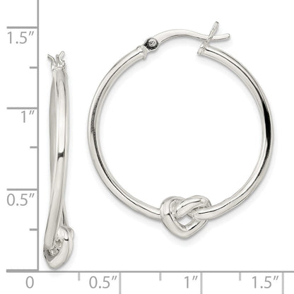Sterlingsilber Poliert Herz Knoten Rund Creolen