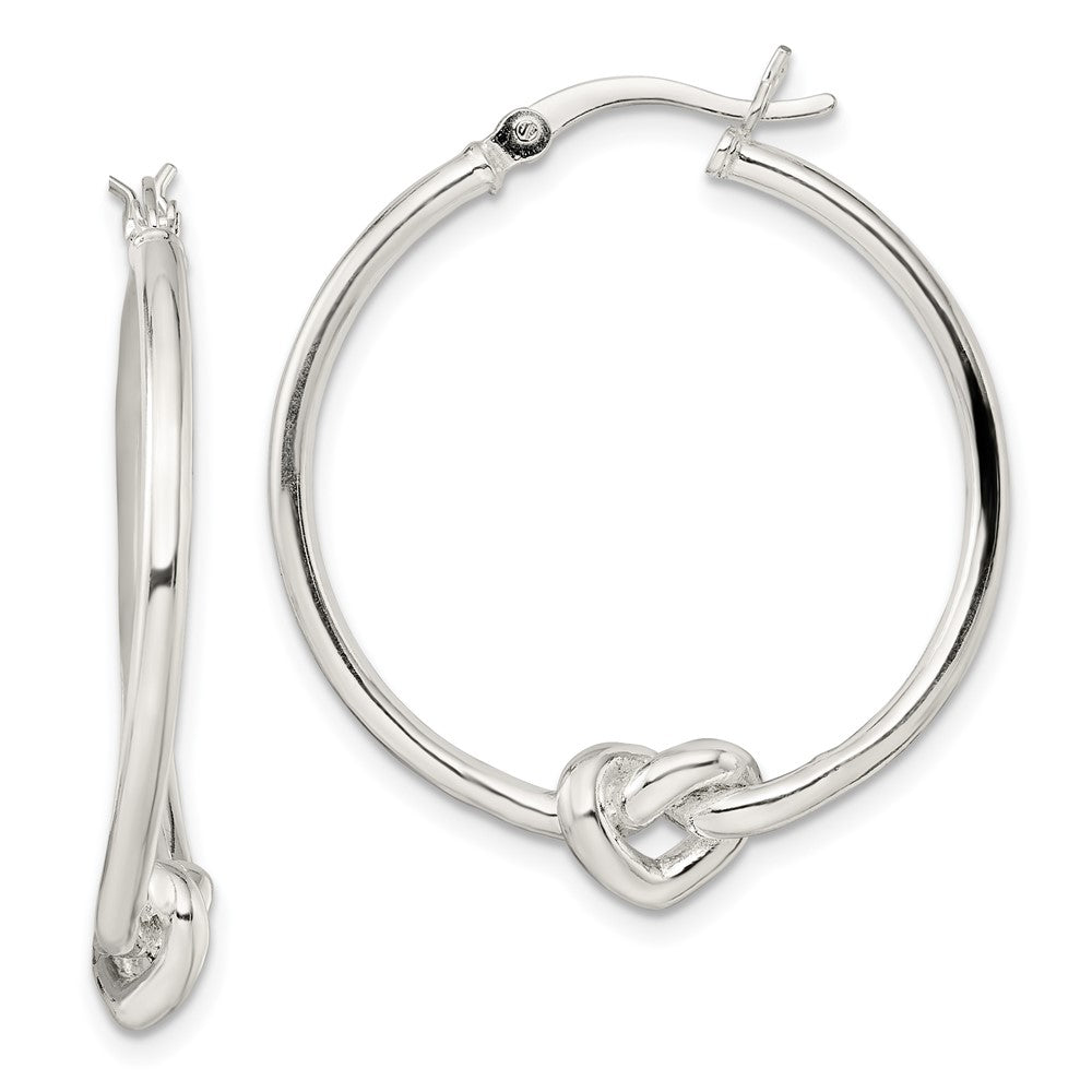 Sterlingsilber Poliert Herz Knoten Rund Creolen