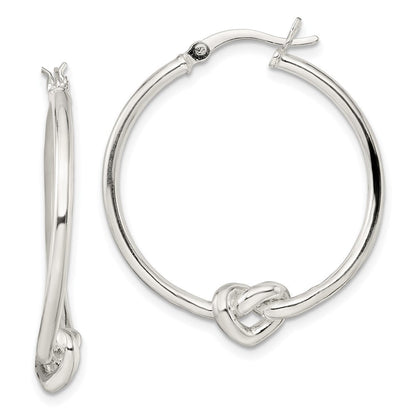 Sterlingsilber Poliert Herz Knoten Rund Creolen
