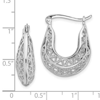 Sterlingsilber Rhodiniert Poliert & Filigran Creolen