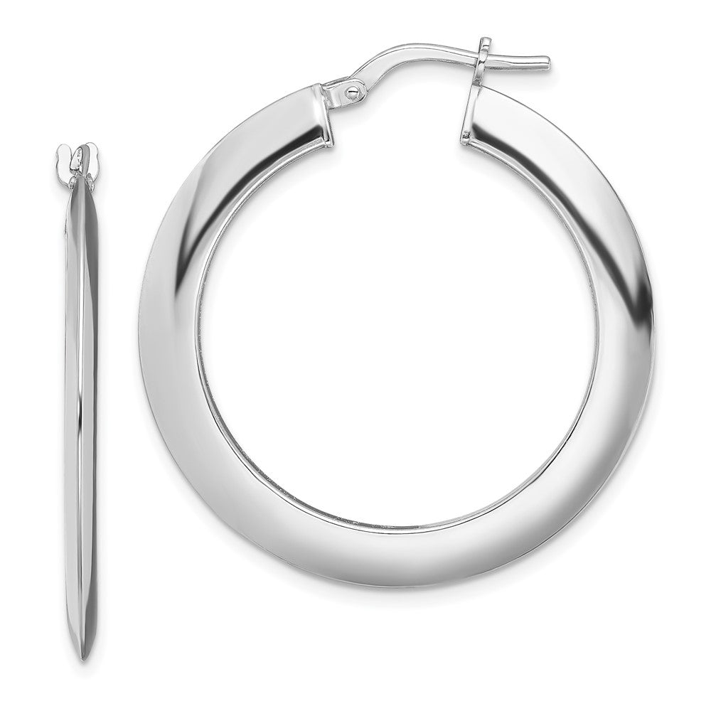 Sterlingsilber Rhodiniert Poliert Messer Kante 2mm Rund Creolen