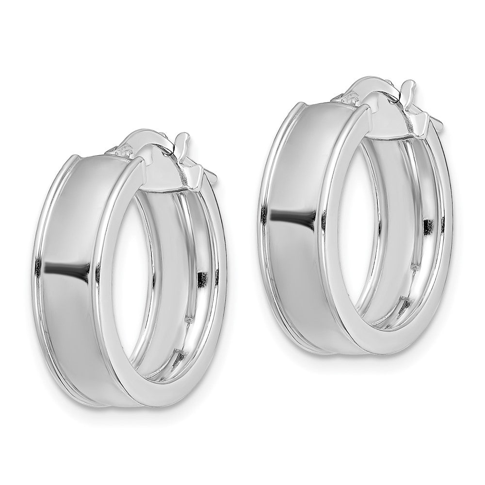 Sterlingsilber Rhodiniert Abgeschrägt Kante 6mm Rund Creolen