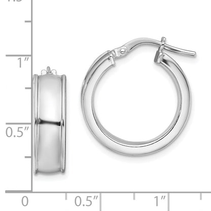 Sterlingsilber Rhodiniert Abgeschrägt Kante 6mm Rund Creolen