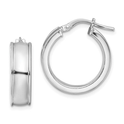 Sterlingsilber Rhodiniert Abgeschrägt Kante 6mm Rund Creolen